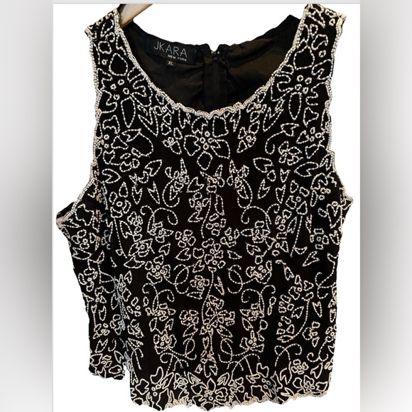J Kara New York Black and White Embellished Women's Top, PXL - Picture 1 of 5